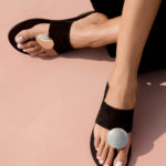 Flat leather sandals in black