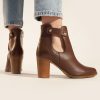 Chunky heel leather ankle boots in brown