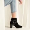 Chunky heel leather ankle boots in black