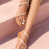 Flat leather sandals in sand