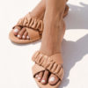 Flat leather sandals in nude