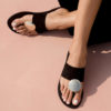 Flat leather sandals in black