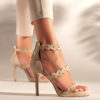 Heeled leather sandals in sand