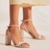 Heeled leather sandals in sand