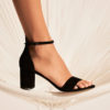 Short heel leather sandals in black