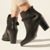 Chunky heel leather ankle boots in black