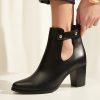 Chunky heel leather ankle boots in black