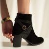 Chunky heel leather ankle boots in black