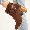 Chunky heel leather ankle boots in brown
