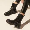 Flat chelsea leather boots in black